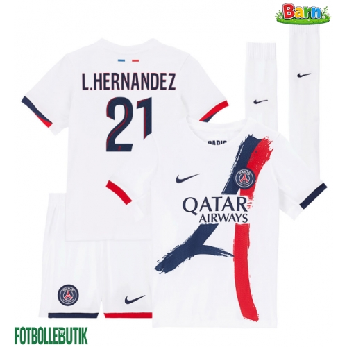 Paris Saint-Germain Lucas Hernandez #21 Bortaställ Barn 2025-26 Kortärmad (+ Korta byxor)
